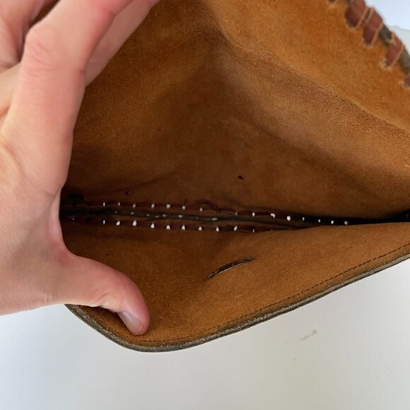 HANDMADE Unbranded Floral Leather Clutch Purse Twist Lock Brown - Picture 6 of 8